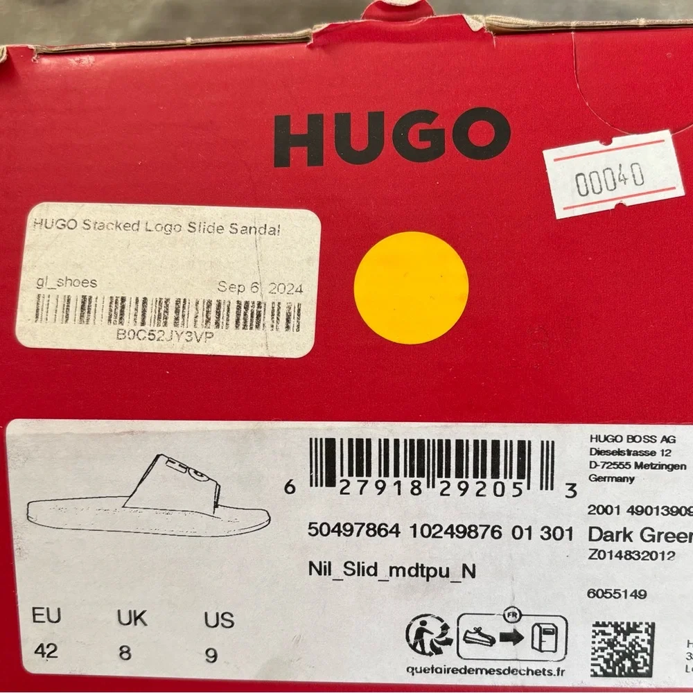 HUGO Stacked Logo‎ Slide Sandal - Dark Green